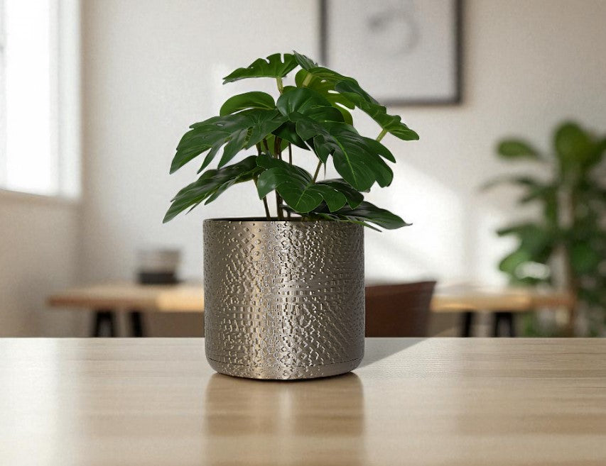 Aureo Textured Hammered Planter – 3D Printed Pot, Planter with Saucer