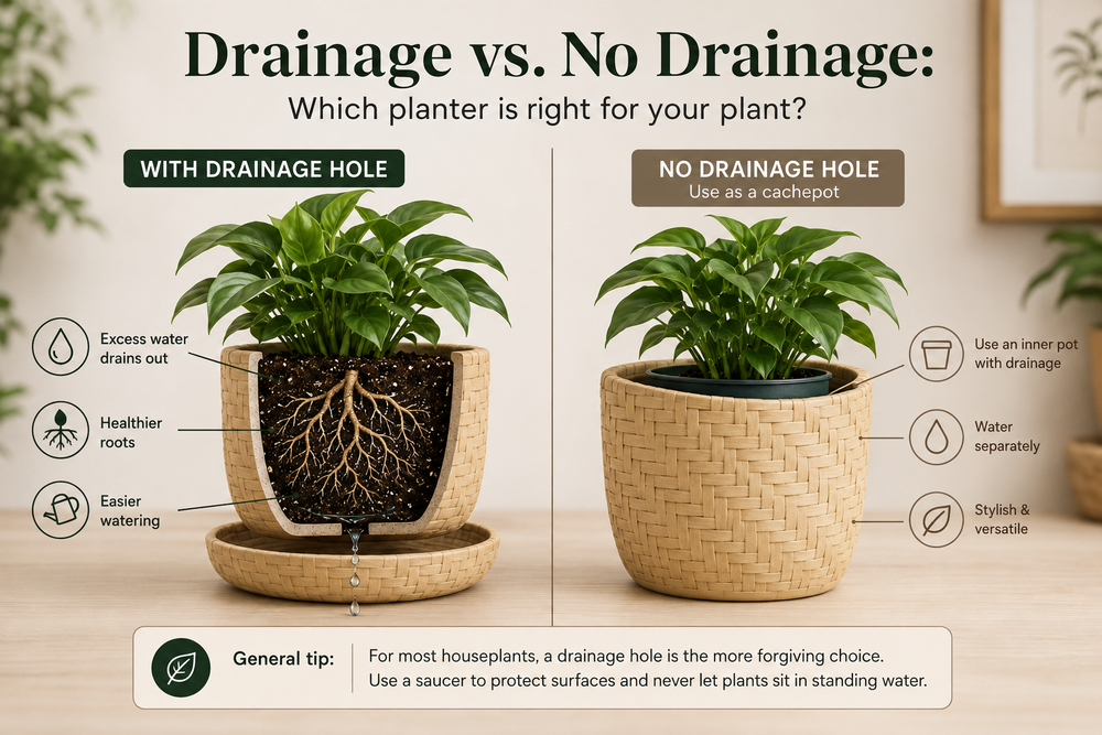Drainage vs. No Drainage: Which Planter Is Right for Your Plant?