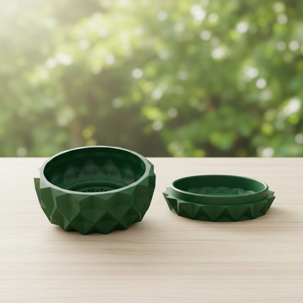 Prizma low-profile faceted bonsai planter displayed indoors