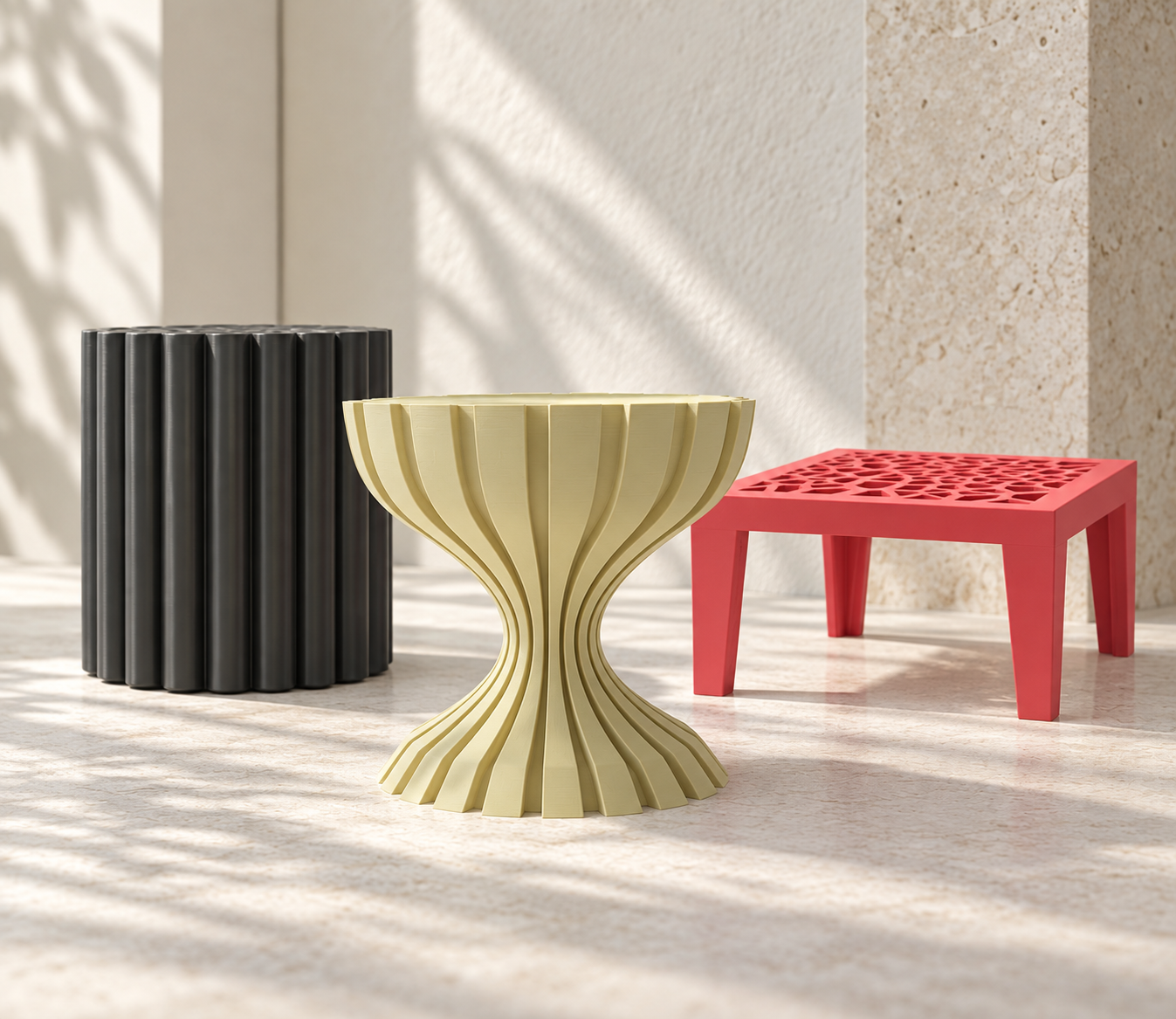 Modern sculptural plant stands and pot risers for indoor planters