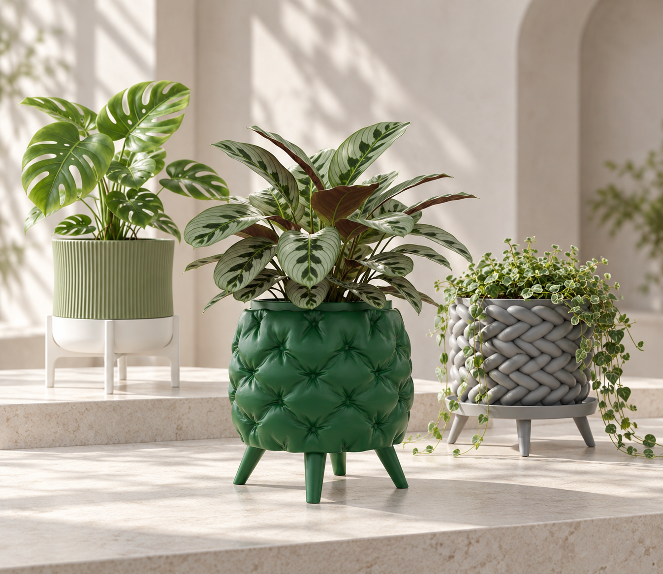 Modern planters with legs and stands for indoor plants by Viviero3D