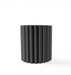 Front view of Pillar black plant stand with tall ribbed cylindrical shape