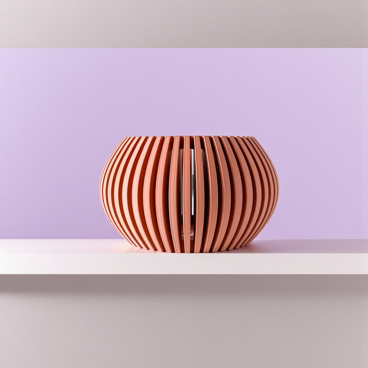 Rakor rounded vertical slats ventilated orchid pot, bottom tray view
