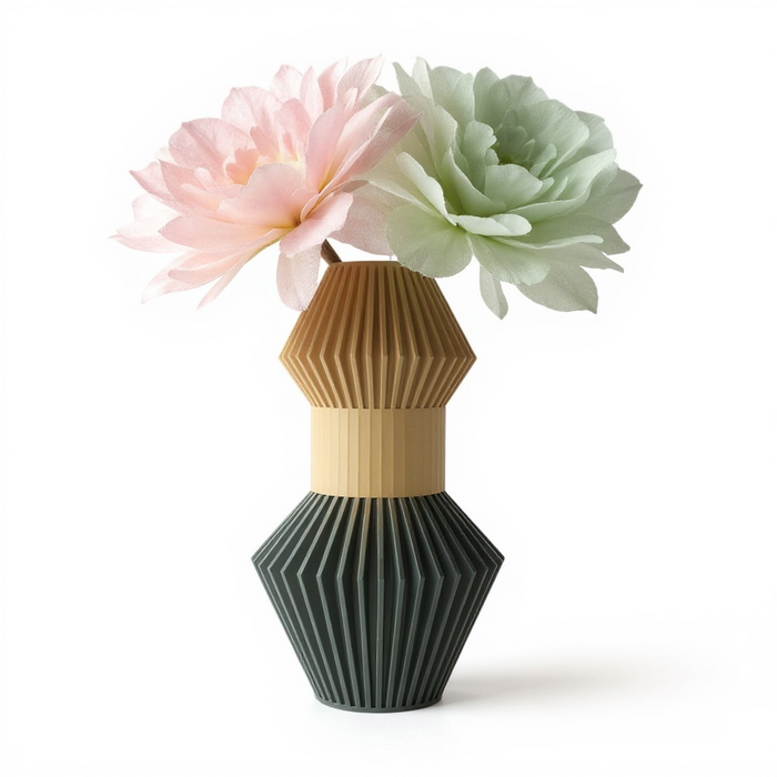 Customizable 3D Printed Vase “Anter” Modern Modular Pleated Vase Multicolor Decorative Geometric Design