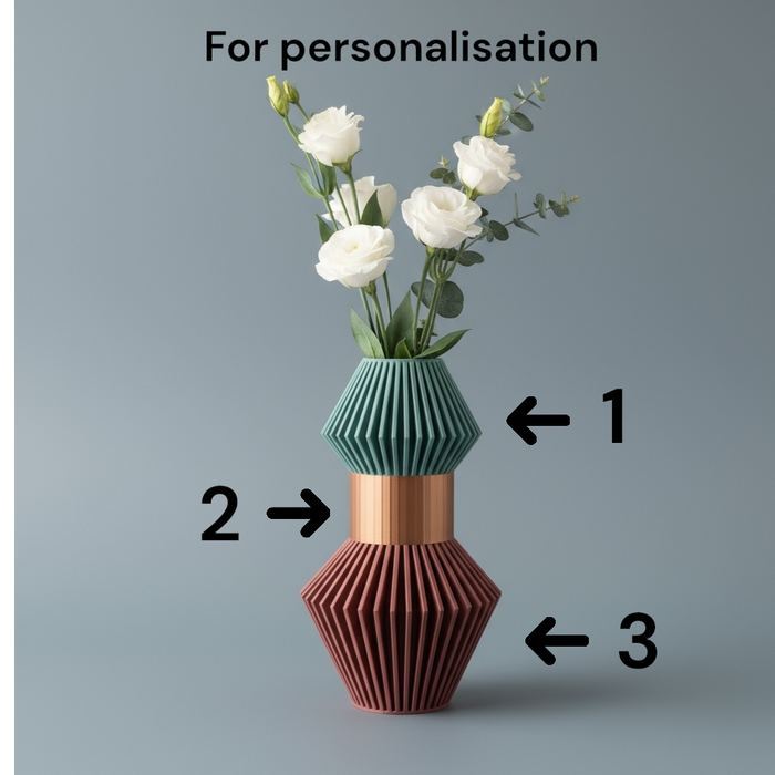 Customizable 3D Printed Vase “Anter” Modern Modular Pleated Vase Multicolor Decorative Geometric Design