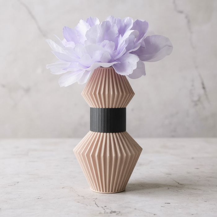 Customizable 3D Printed Vase “Anter” Modern Modular Pleated Vase Multicolor Decorative Geometric Design