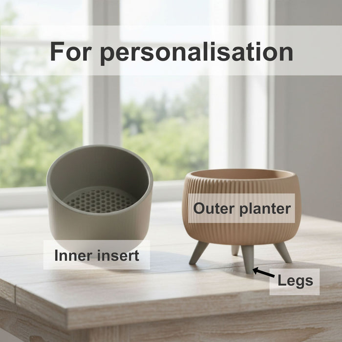 Bonsai Planter with Legs "Arco" | Two Color Sculptural Bonsai Pot with Inner Insert | Custom Color Modern Planter