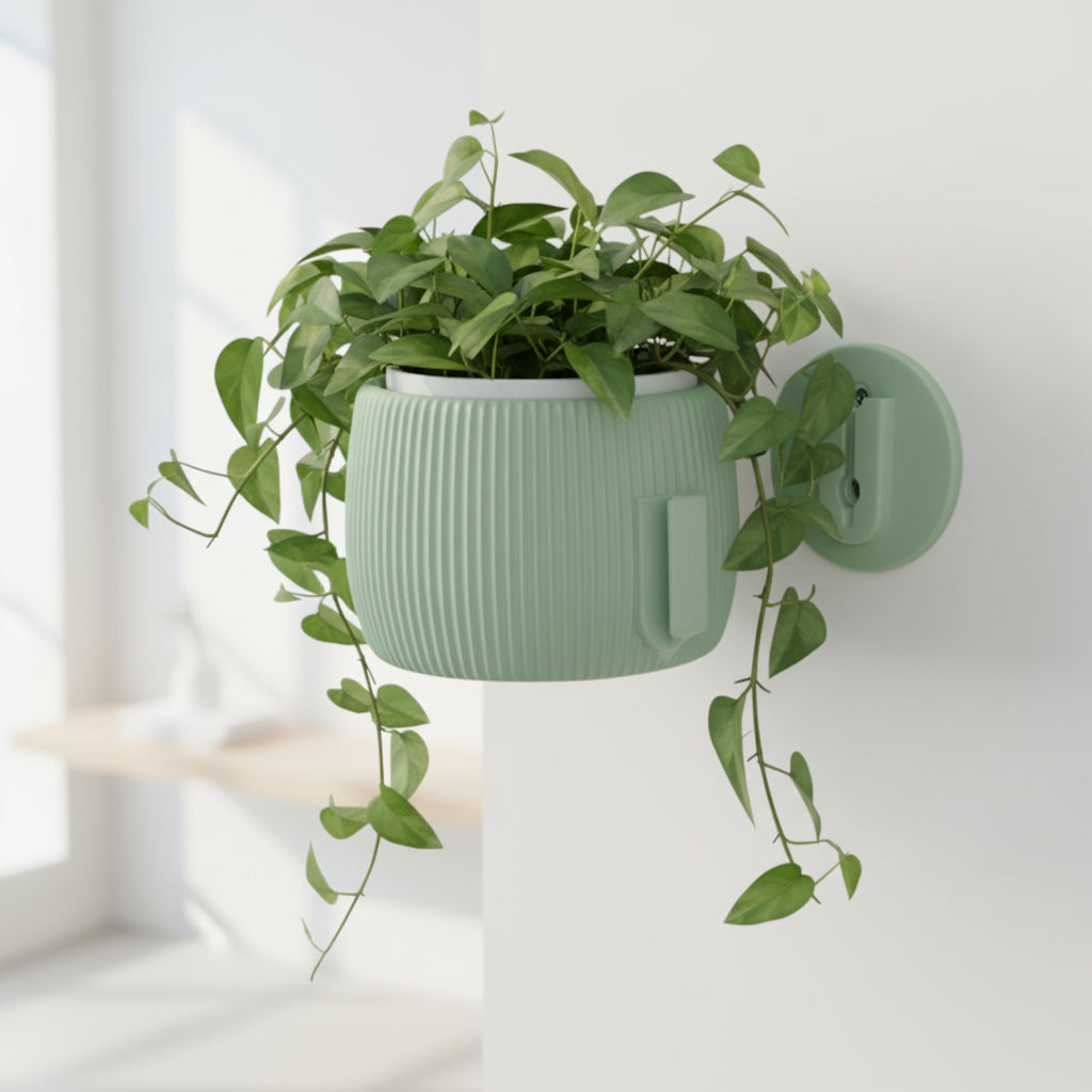 Arco two-color wall planter with rounded sculptural shell