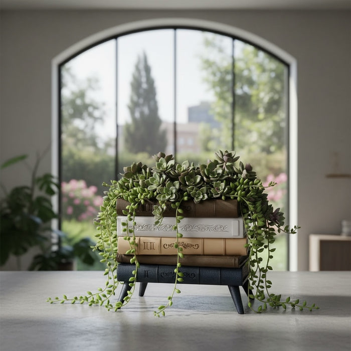 Book Stack Planter with Stand "Orven 5" — 3D Printed Modern Planter with Legs