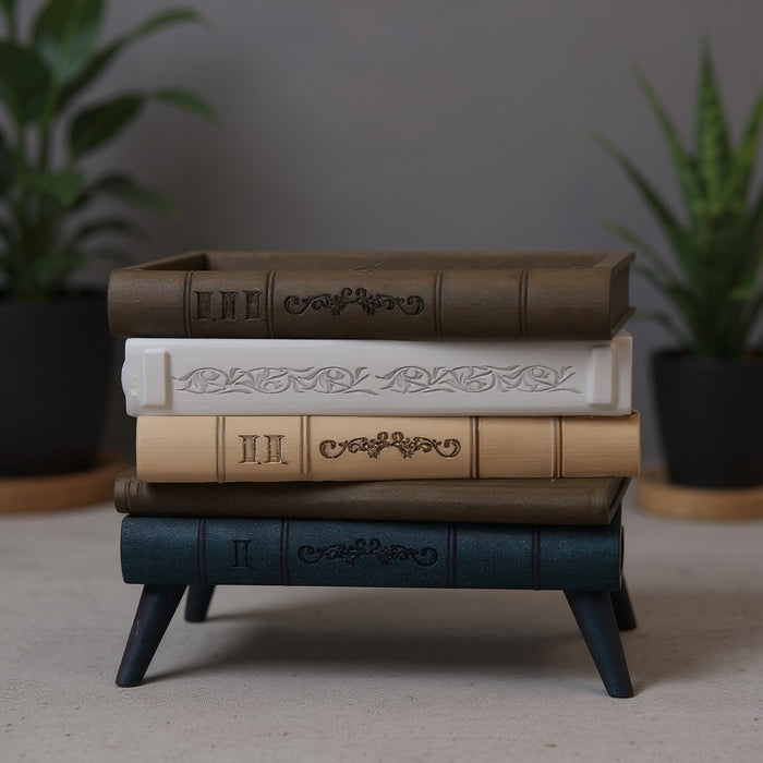 Book Stack Planter with Stand "Orven 5" — 3D Printed Modern Planter with Legs
