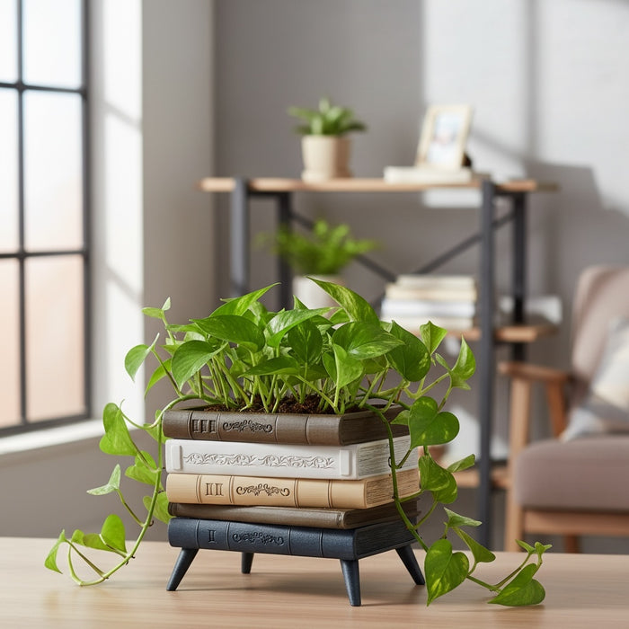 Book Stack Planter with Stand "Orven 5" — 3D Printed Modern Planter with Legs