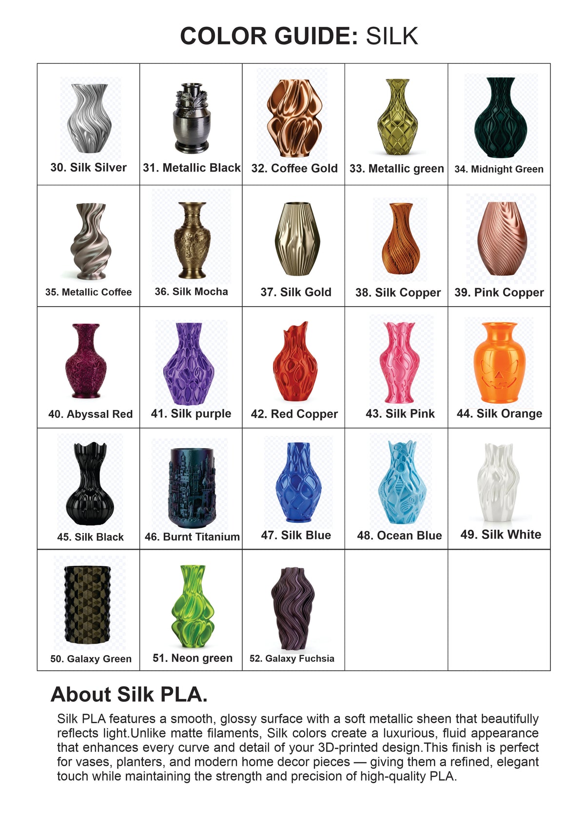 Viviero color guide for Juny vase, color options 2