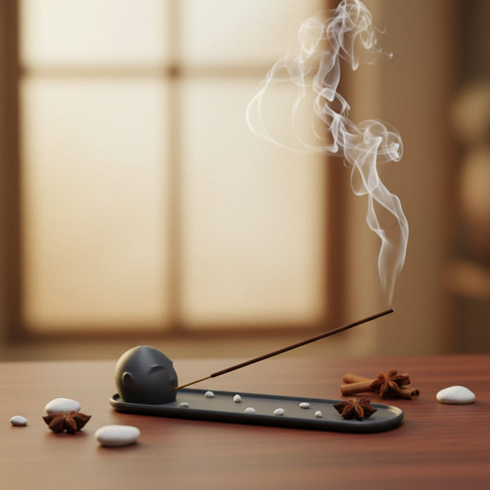 Incense Holder "Calm Spirit "– 3D Printed Face Burner Tray, Minimalist Incense Stick Stand for Meditation & Home Decor