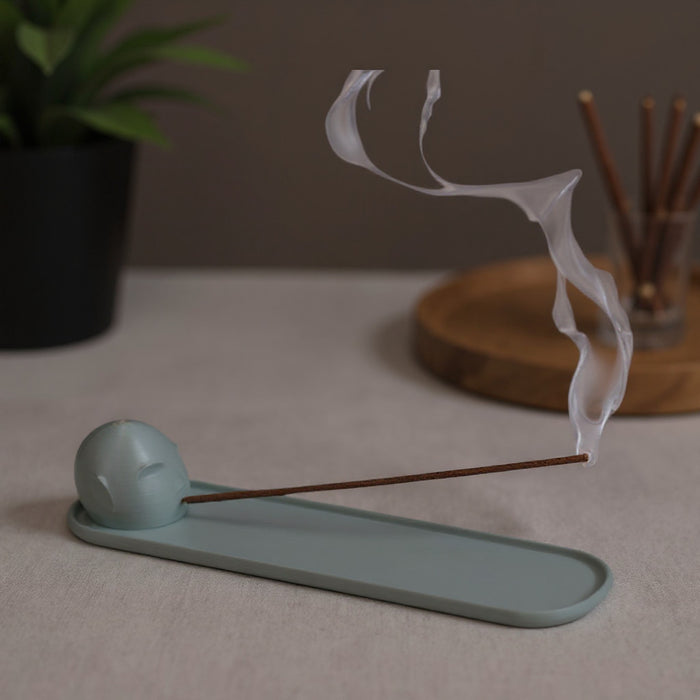 Incense Holder "Calm Spirit "– 3D Printed Face Burner Tray, Minimalist Incense Stick Stand for Meditation & Home Decor