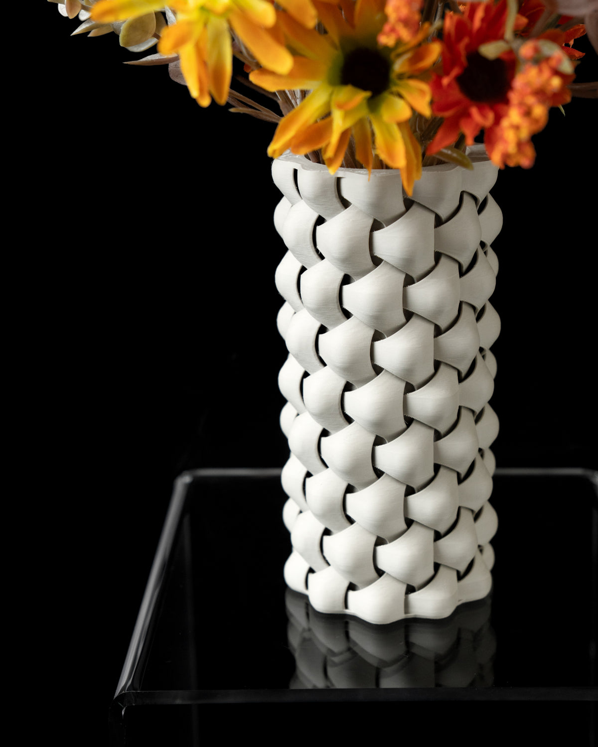 Tri-weave woven-pattern cylinder vase for flowers, product view 2