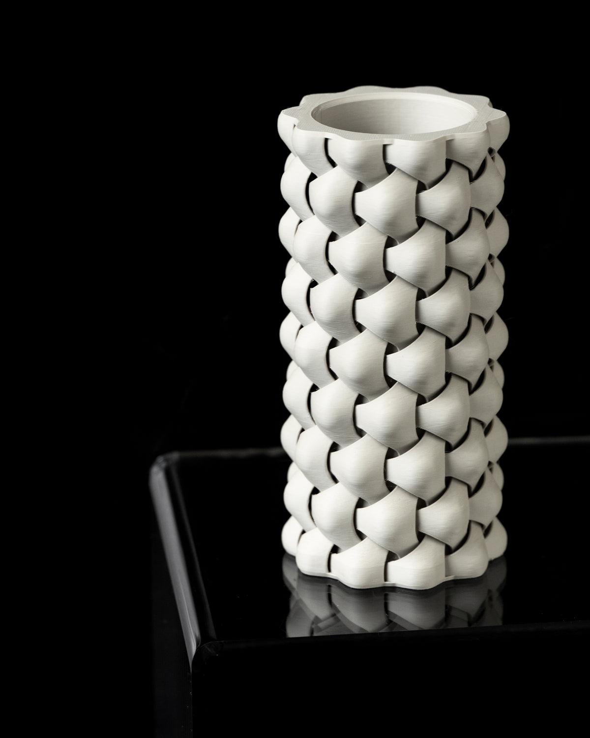Tri-weave woven-pattern cylinder vase for flowers, product view 5