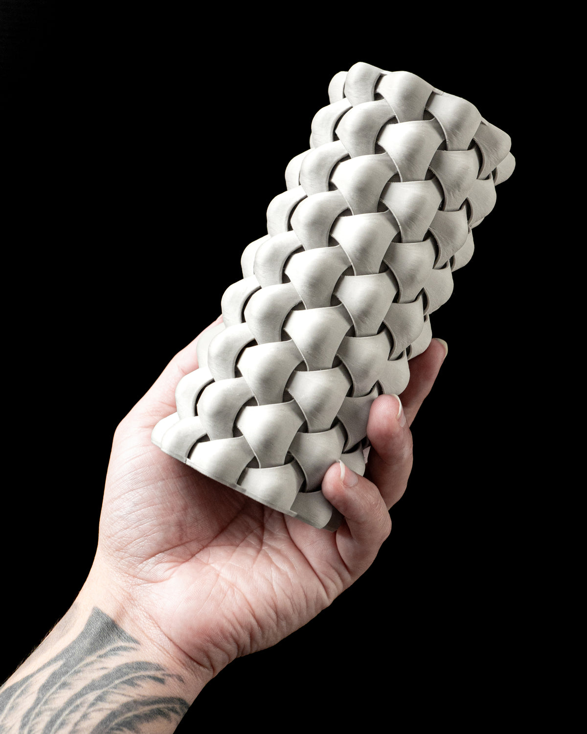 Tri-weave woven-pattern cylinder vase for flowers, product view 6