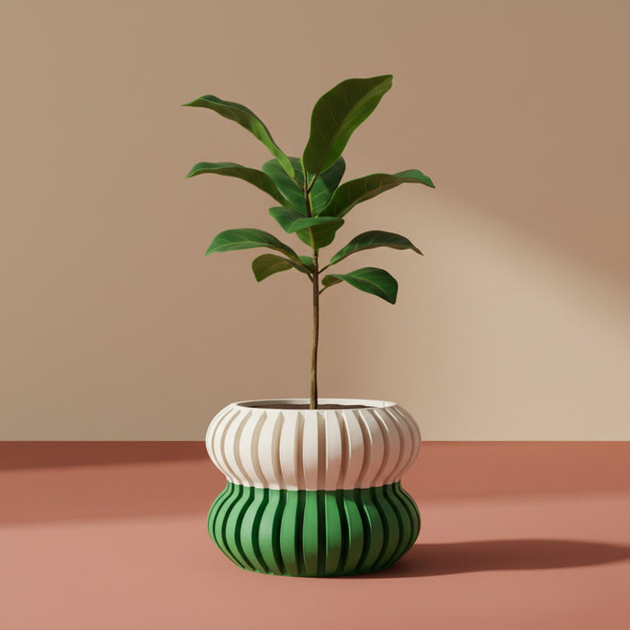 3D Printed Planter “Daso” – Textured Sculptural Plant Pot, Dual or Single Color Options