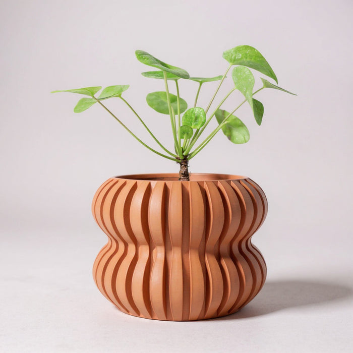 3D Printed Planter “Daso” – Textured Sculptural Plant Pot, Dual or Single Color Options