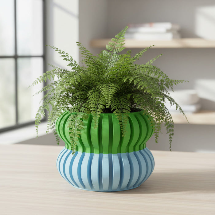 3D Printed Planter “Daso” – Textured Sculptural Plant Pot, Dual or Single Color Options