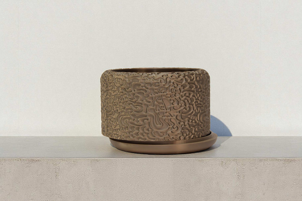 3D Printed Textured Flower Pot "Drift Planter" | Pattern Home Decor · by Viviero3D