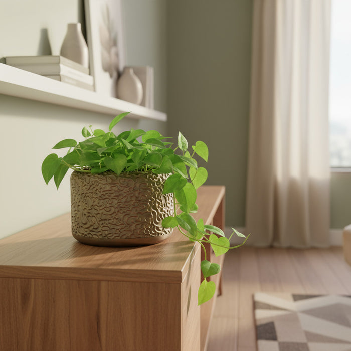 3D Printed Textured Flower Pot "Drift Planter" | Pattern Home Decor · by Viviero3D