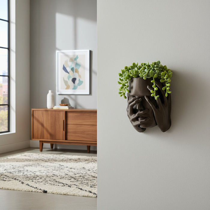 Echo Wall Planter — 3D Printed Face Sculpture Planter, Modern Emotional Wall Decor, Artistic Hanging Plant Pot