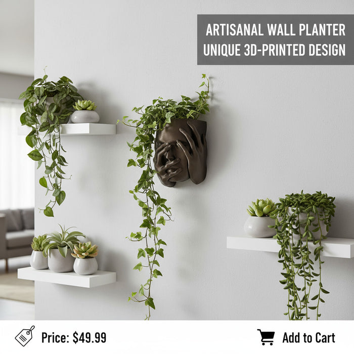 Echo Wall Planter — 3D Printed Face Sculpture Planter, Modern Emotional Wall Decor, Artistic Hanging Plant Pot
