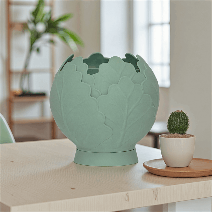 3D Printed Planter Pot "Folira" – Leaf Design Plant Pot with Drainage | Modern Decorative Pot