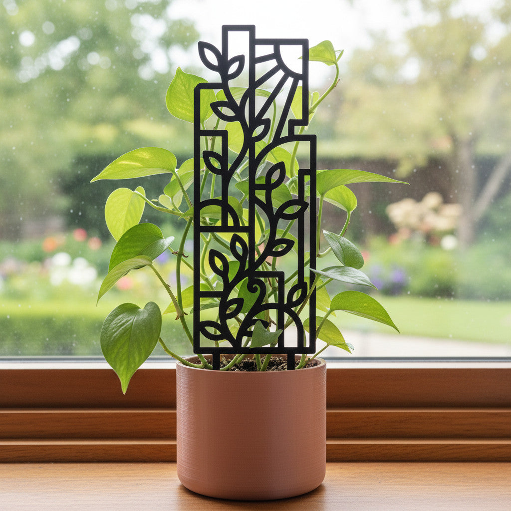 Frame modern framed plant trellis for indoor climbing plants, front view