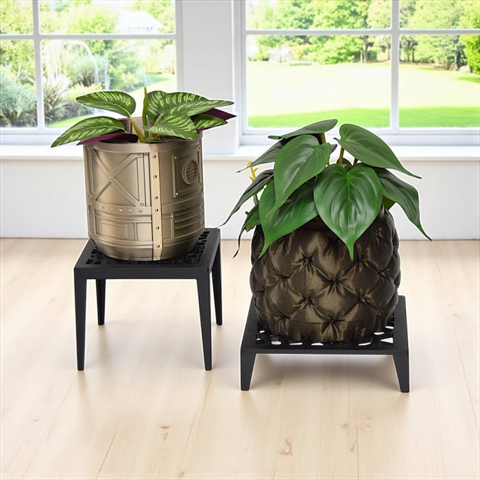 Grid Square Plant Stand – 3D Printed Square Pot Riser with Geometric Lattice | Modern Indoor Plant Holder in Multiple Sizes and Colors