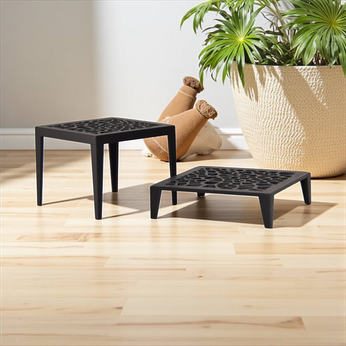 Grid Square Plant Stand – 3D Printed Square Pot Riser with Geometric Lattice | Modern Indoor Plant Holder in Multiple Sizes and Colors