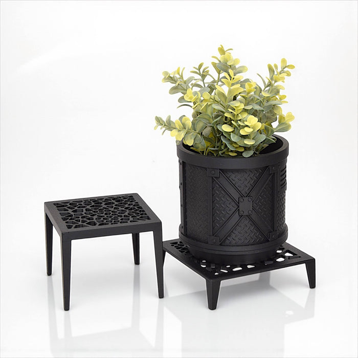 Grid Square Plant Stand – 3D Printed Square Pot Riser with Geometric Lattice | Modern Indoor Plant Holder in Multiple Sizes and Colors
