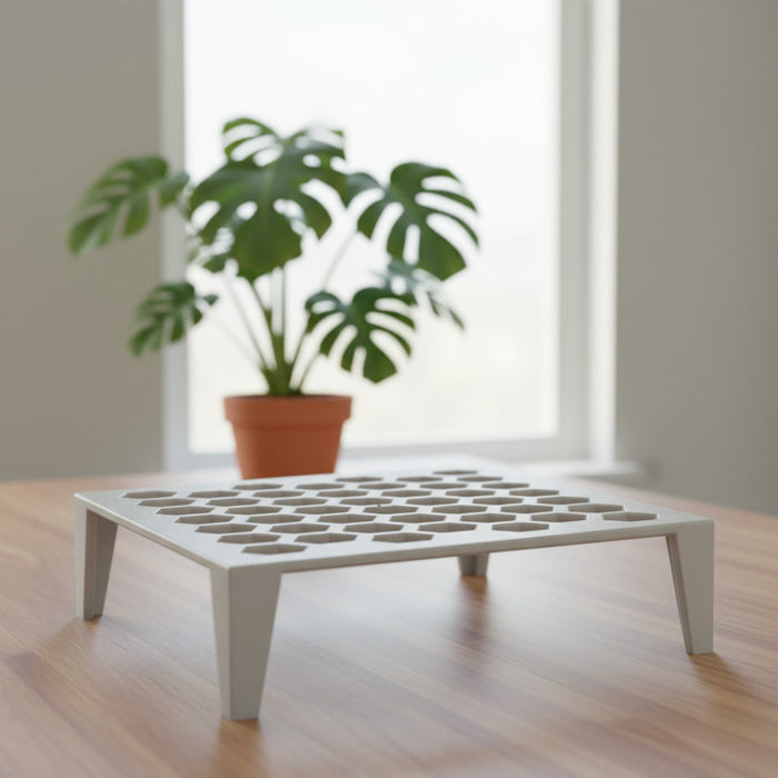 Plant Stand "Hex Grid Square" | 3D Printed Modern Pot Riser with Honeycomb Pattern