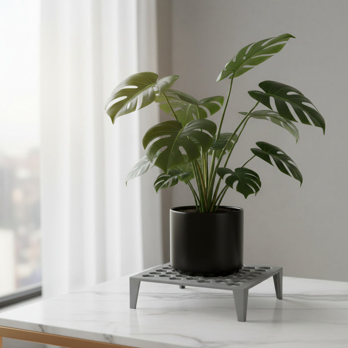 Plant Stand "Hex Grid Square" | 3D Printed Modern Pot Riser with Honeycomb Pattern