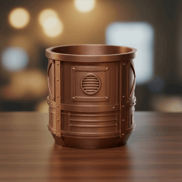 Planter "Mech Pod" – 3D-Printed Planter Pot, Industrial Sci-Fi Plant Pot, Drainage Option w/ Saucer, Unique Planter, Housewarming Gift