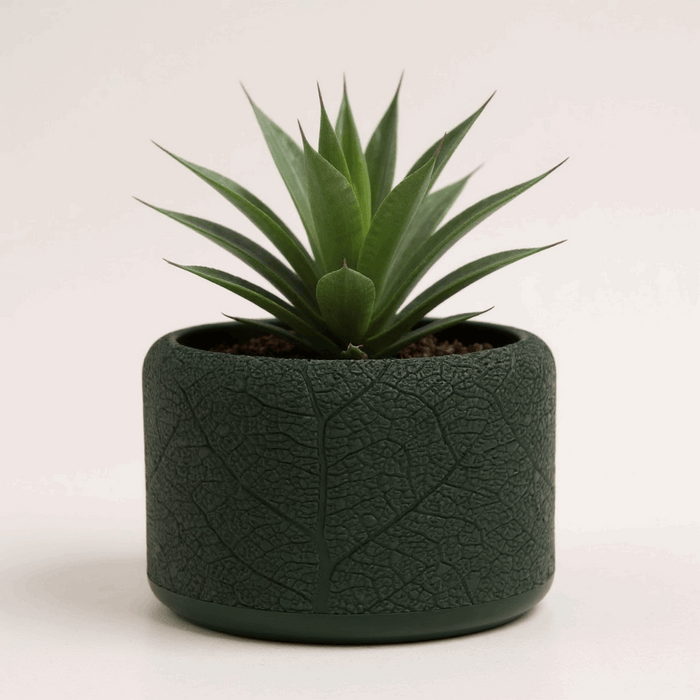 "Leaf Vein" Planter Pot with Drainage | Modern Textured Plant Pot | 3D Printed Succulent Pot Gift & Unique Home Decor