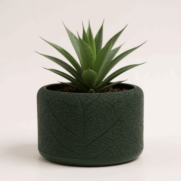 3d printed pot plant Leaf Vein Planter Pot 4"|10cm +hole