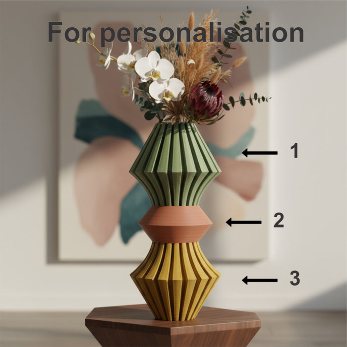 3D Printed Vase “Korin” – Modern Geometric Multicolor Vase, Sculptural Home Decor, Designer and Personalized