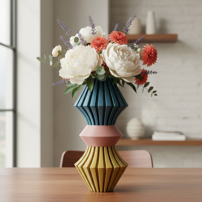 3D Printed Vase “Korin” – Modern Geometric Multicolor Vase, Sculptural Home Decor, Designer and Personalized