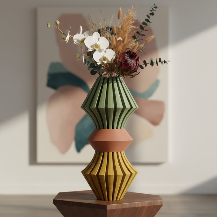 3D Printed Vase “Korin” – Modern Geometric Multicolor Vase, Sculptural Home Decor, Designer and Personalized