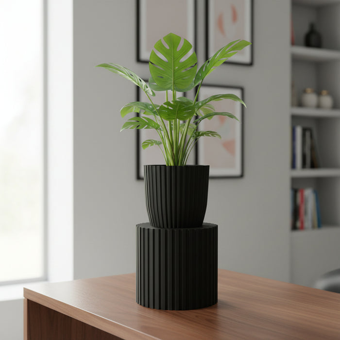 Plant Stand for Indoor Planters "Linea Column" | Fluted Pedestal Base