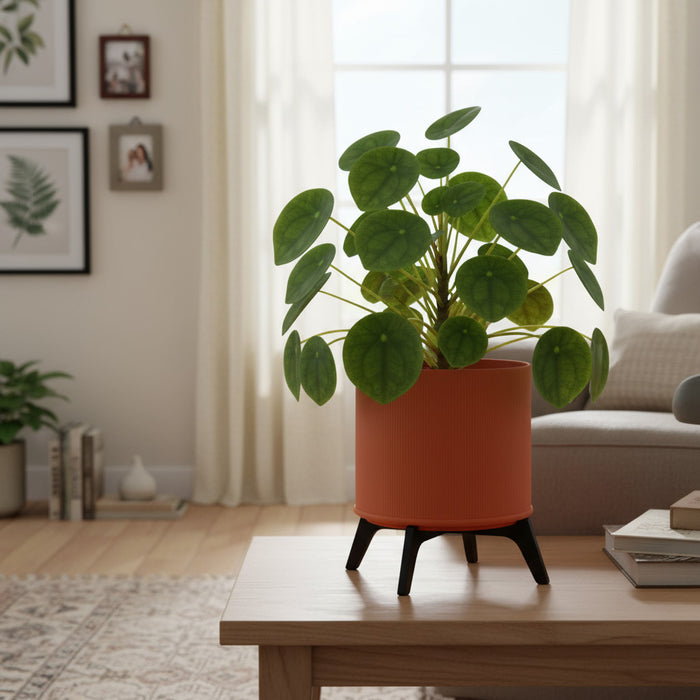 Planter "Linea Lift " – Ribbed 3D-Printed Planter with Stand, Planter with Legs, Pedestal Plant Pot, Modern Indoor Planter