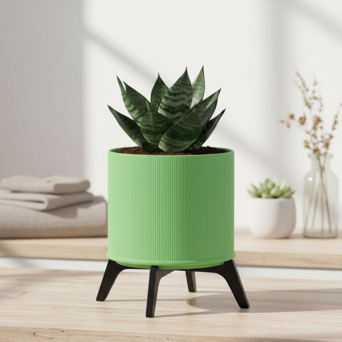 Planter "Linea Lift " – Ribbed 3D-Printed Planter with Stand, Planter with Legs, Pedestal Plant Pot, Modern Indoor Planter