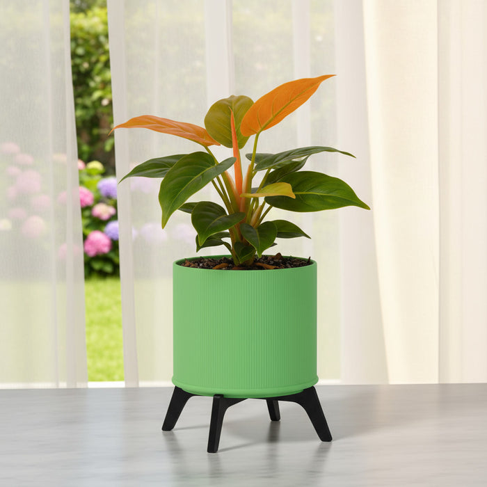 Planter "Linea Lift " – Ribbed 3D-Printed Planter with Stand, Planter with Legs, Pedestal Plant Pot, Modern Indoor Planter