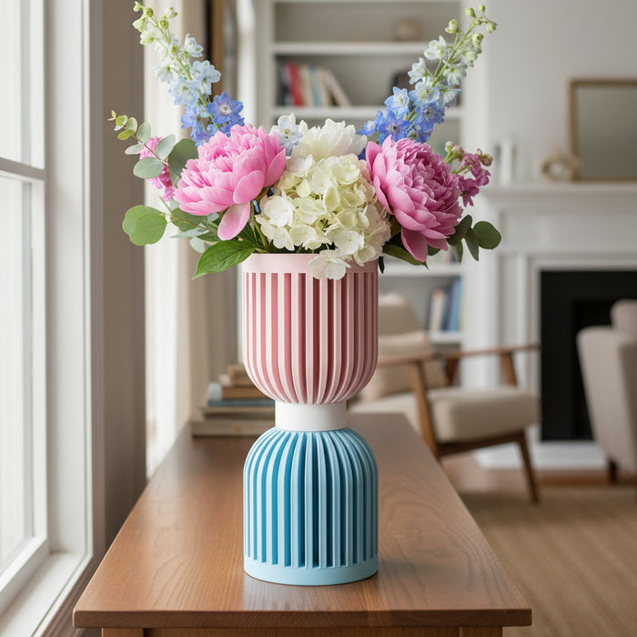 3D Printed Modern Vase “Lira” — Custom Multicolor Designer Vase, Architectural Fluted Sculptural Decor