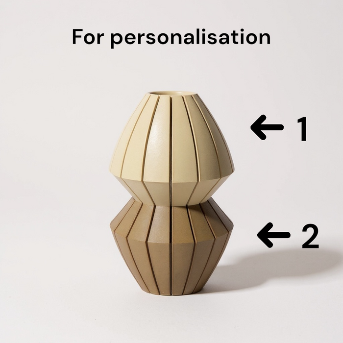 Modern Pleated 3D Printed Vase Two Tone or Single Color Geometric Modular Design “Luko”