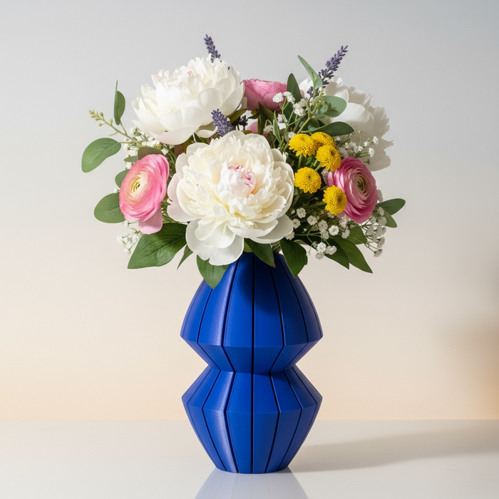 Modern Pleated 3D Printed Vase Two Tone or Single Color Geometric Modular Design “Luko”