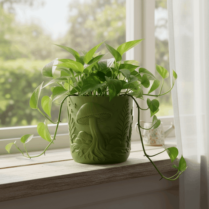 Custom 3D Printed Planter “Myco” – Mushroom Pot with Saucer, Choose Two Colors, Forest Decor · by Viviero3D