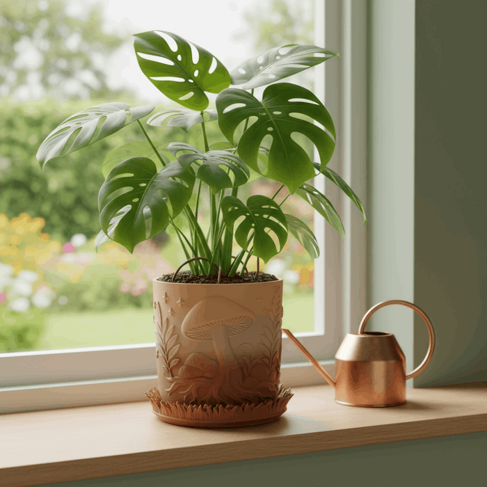 Custom 3D Printed Planter “Myco” – Mushroom Pot with Saucer, Choose Two Colors, Forest Decor · by Viviero3D